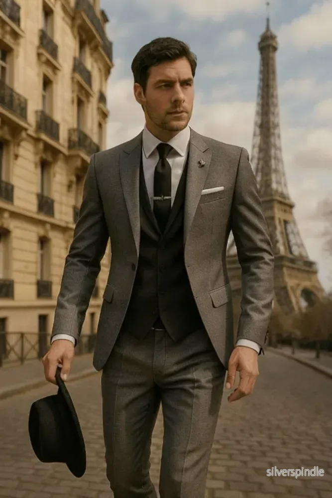 Elegant Slim Fit Dräkt för Män med Kavaj, Väst och Byxor | Perfekt för Formella Evenemang - Bild 3