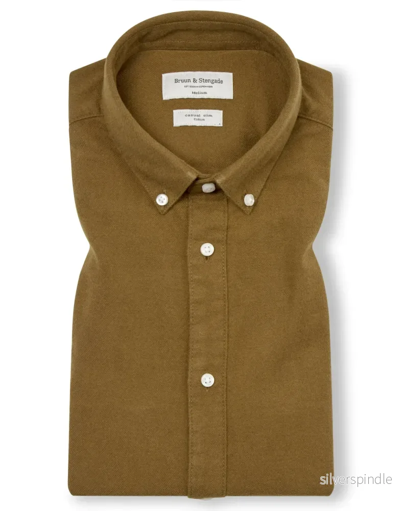 BS Jobe Casual Slim Fit Skjorta - Ockra