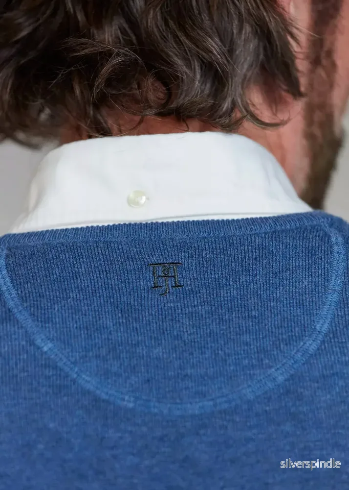 Hansen & Jacob Crew Neck Knit E-patch Blue - Bild 3