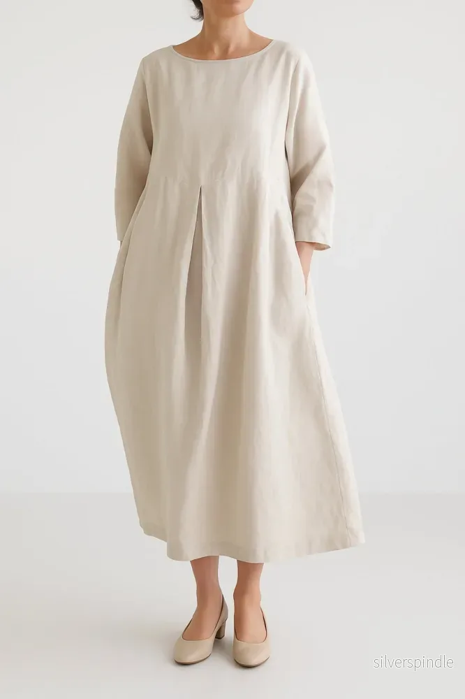 Elegant Midiklänning Dam med Avslappnad Passform och Veckdetaljer | Perfekt för Casual och Smart Casual Stil Elegant Midiklänning Dam med Avslappnad Passform och Veckdetaljer | Perfekt för Casual och Smart Casual Stil