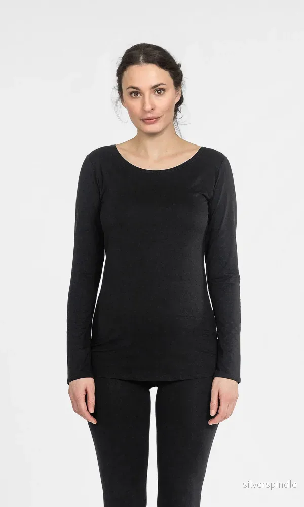 T-shirt med lång ärm i viskos T-shirt med lång ärm i viskos