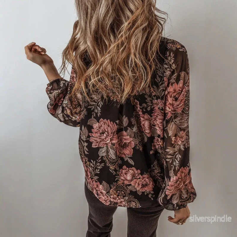 Liam | Elegant Blommig Chiffongpullover med V-Ringning - Bild 3