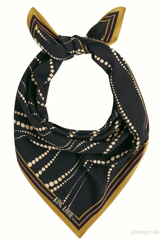 Twirl-scarf i svart med grafiskt prickmönster - Bild 2
