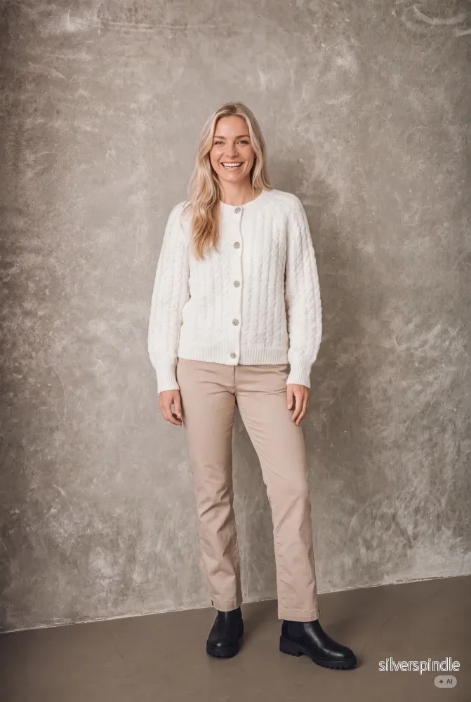 Anna Cable Cardigan - Broken White - Bild 3