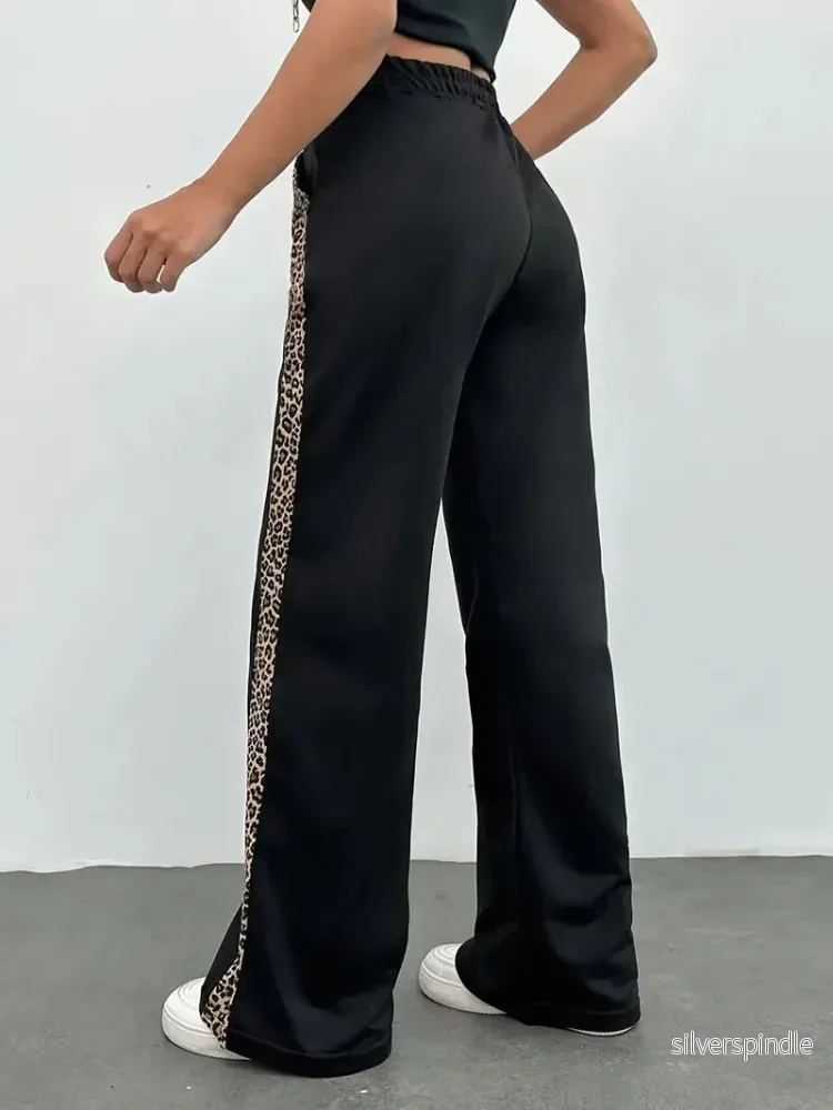 Dynamisk Leopard | Joggingbyxor Dam med Elastisk Midja | Bekväm Design för Aktiv Livsstil - Bild 2