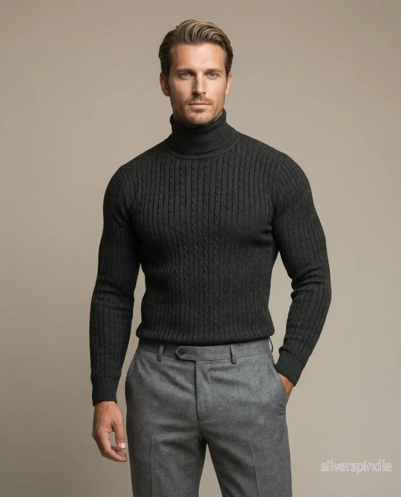 Oliver | Modern Ribbad Turtleneck Tröja för Vintern Oliver | Modern Ribbad Turtleneck Tröja för Vintern