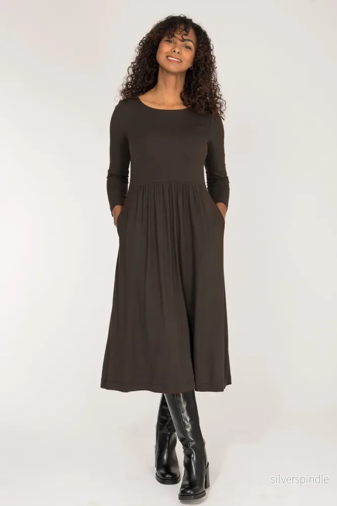 Ideal midi jersey dress – Chocolate brown