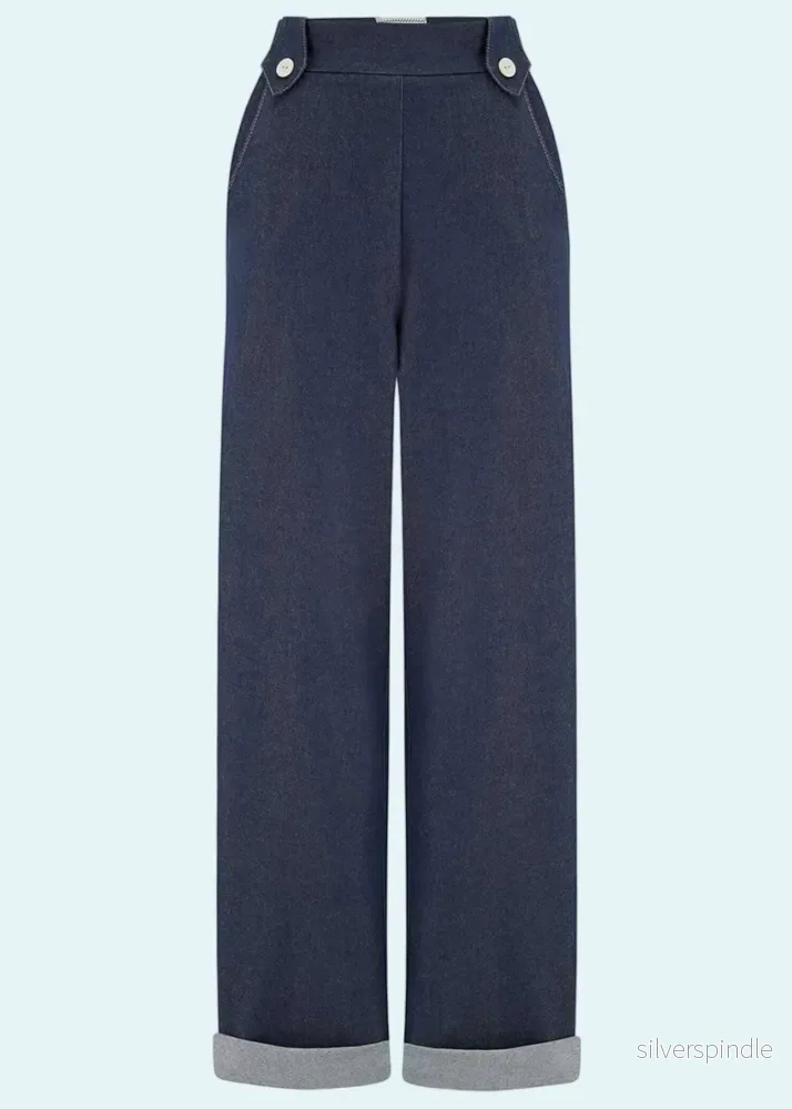Monroe højtaljede denim bukser - blå