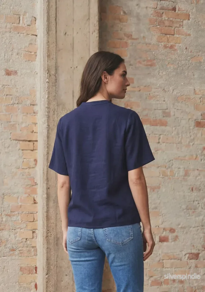 Pearl s/s Blouse - Navy - Bild 2
