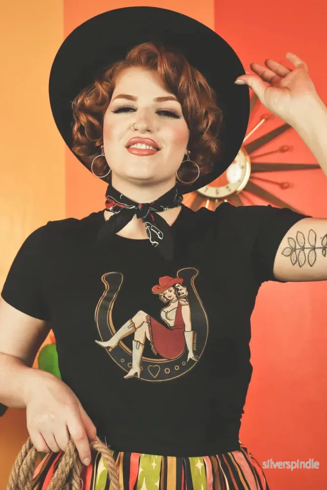 1950-tals T-shirt Lady Luck - svart - Bild 3