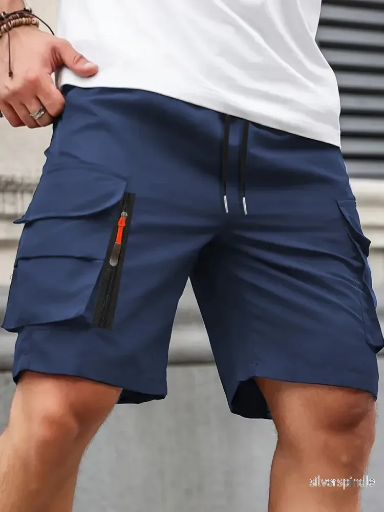 Sommarshorts för Män | Lättvikts Cargoshorts med Andningsbart Material | Säkra Fickor för Utomhusaktiviteter - Bild 3
