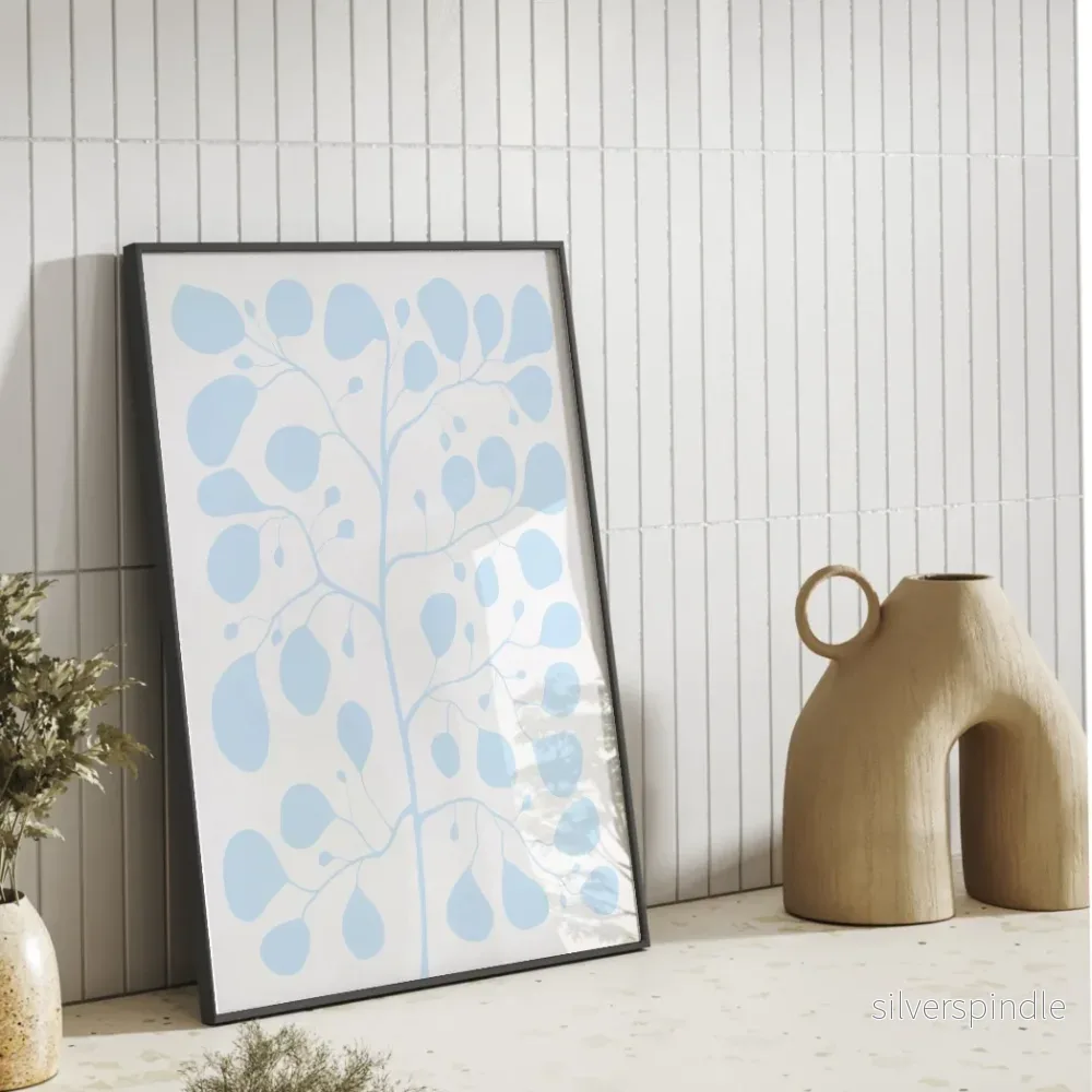 Pilea Fig Cool Blue – Botanisk poster i sval blå Japandi-stil - Bild 3