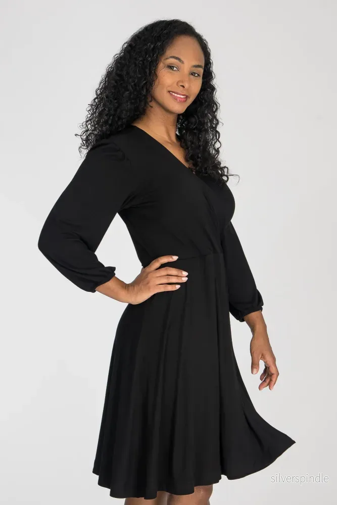 Slip-On wrap short jersey dress - Black - Bild 2