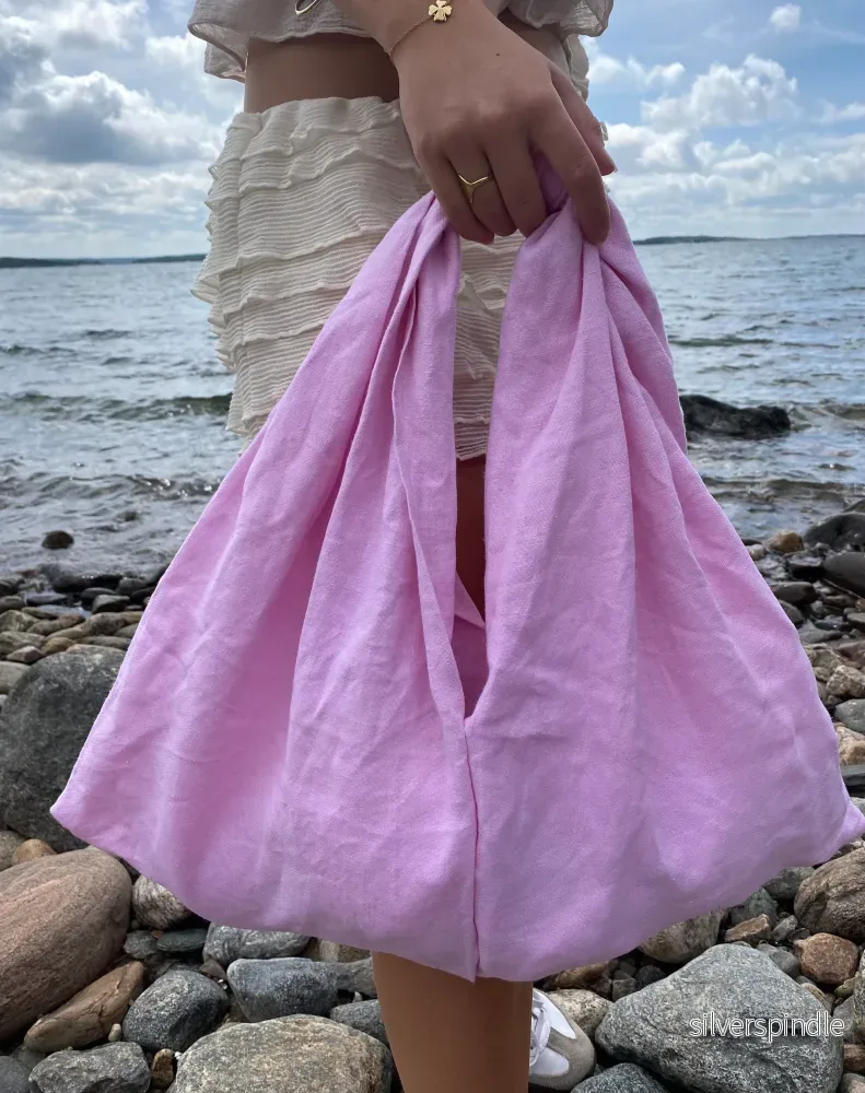 Väska – Somrig rosa i linneliknande tyg | Large