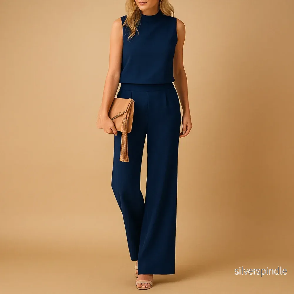Elegant Jumpsuit | Vida Ben med Rund Halsringning | Mångsidig Passform för Alla Tillfällen - Bild 2