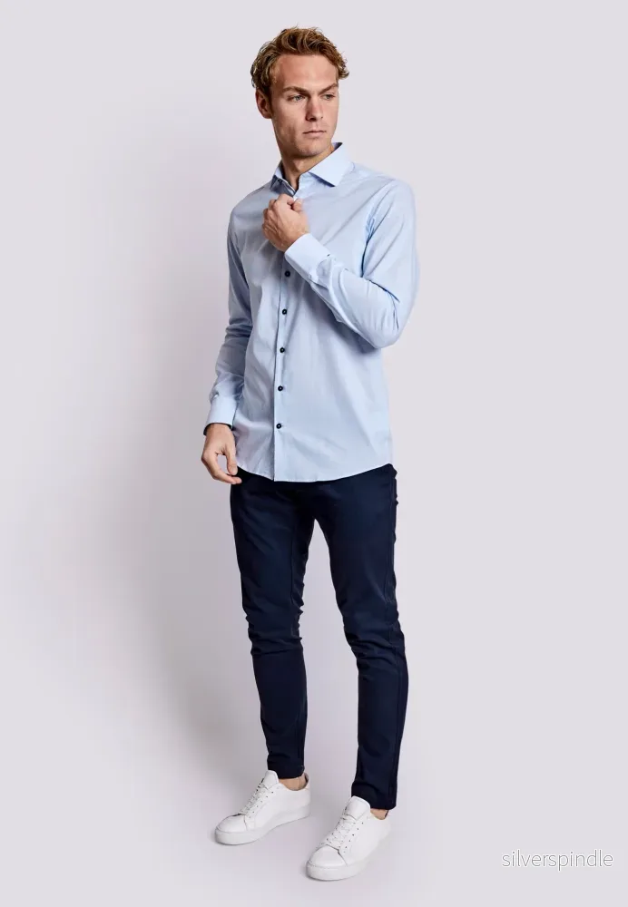 BS Dane Slim Fit Skjorta - Light Blue/White - Bild 2