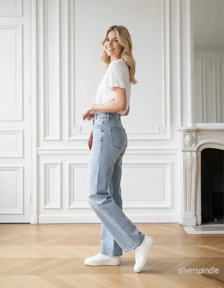 Mia | Hög Midja Vida Ben Jeans Dam för Stilren Silhuett - Bild 2