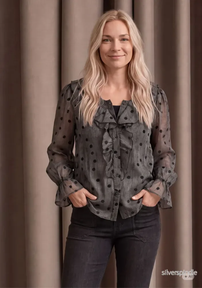 Vibse Flounce Shirt – Brown dots Vibse Flounce Shirt – Brown dots