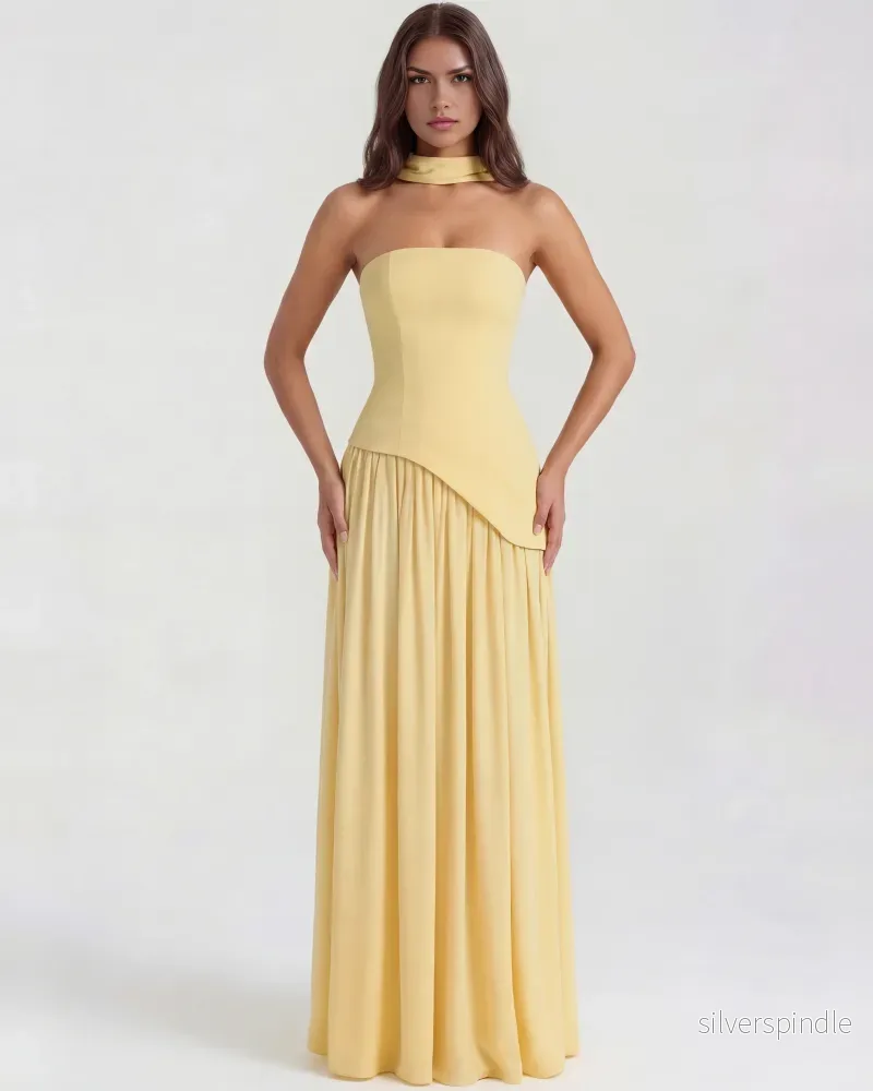 Mia | Elegant Axelbandslös Maxi Klänning - Bild 2