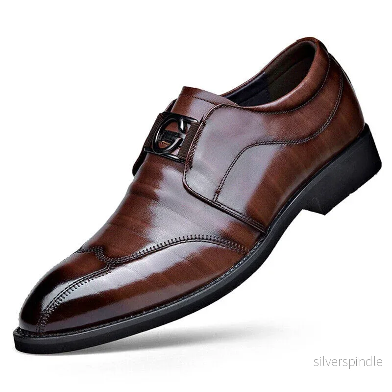 Elegant Slip-On Klänningskor för Män med Vingspetsdetaljer | Kastanjebrun Läder för Komfort och Stil Elegant Slip-On Klänningskor för Män med Vingspetsdetaljer | Kastanjebrun Läder för Komfort och Stil