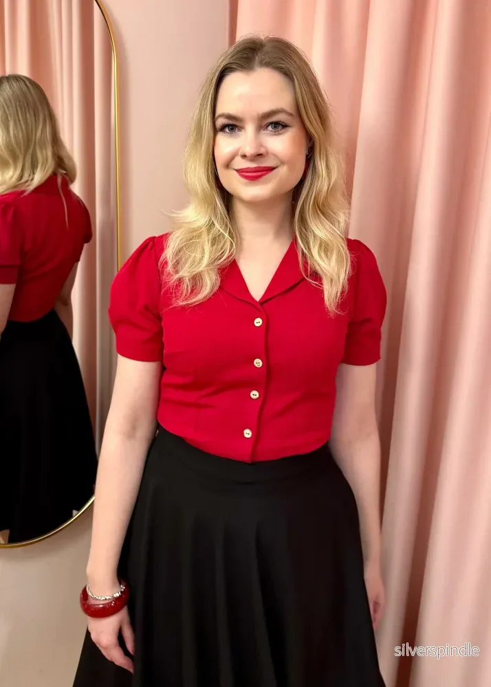 Daisy kortärmad skjorta - röd - Bild 2