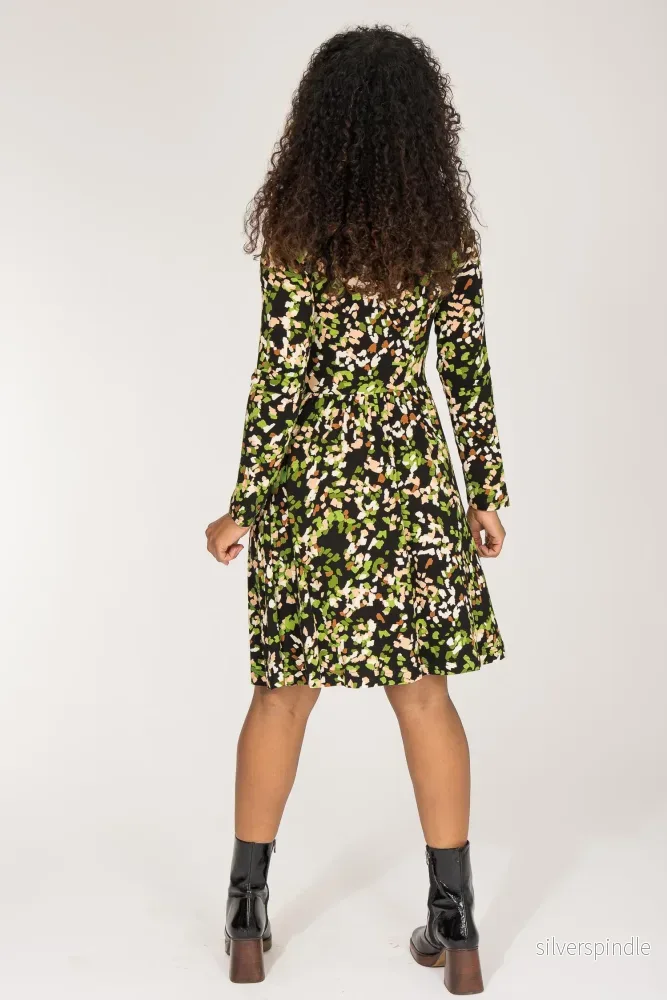 Knot draped short jersey dress - Black printed - Bild 3