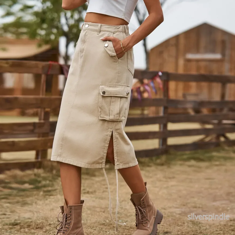Sophie | Elegant A-linjeformad Midikjol med Snörning - Bild 3