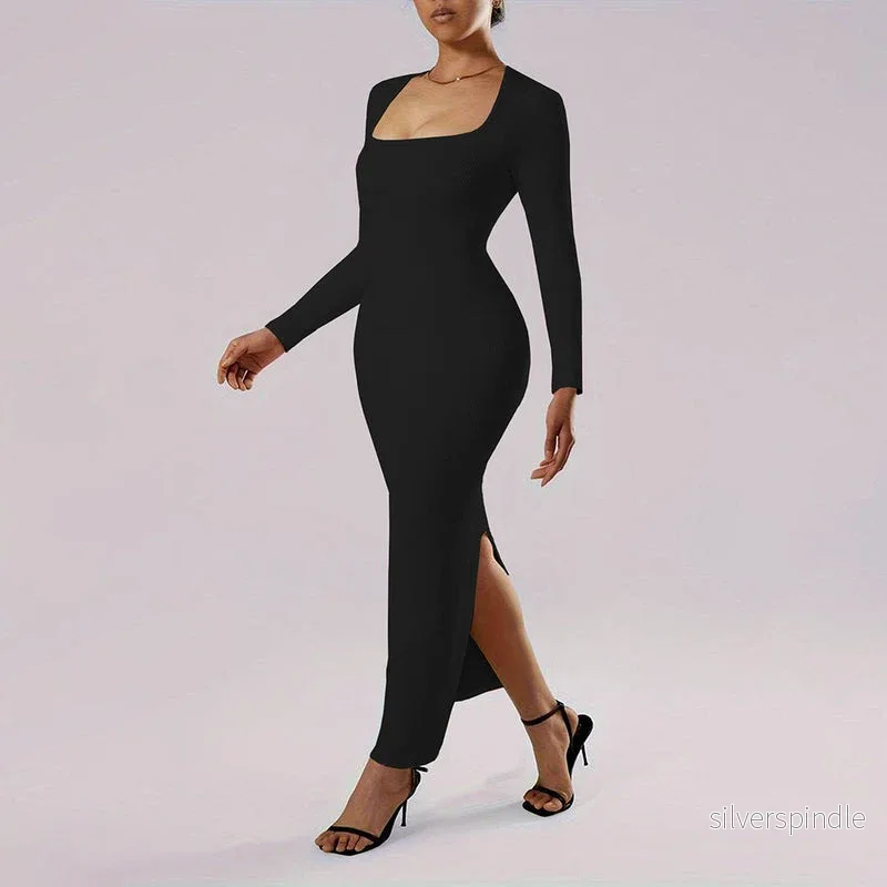 Sophie | Elegant Svart Klänning Dam för Höst och Vinter - Bild 2