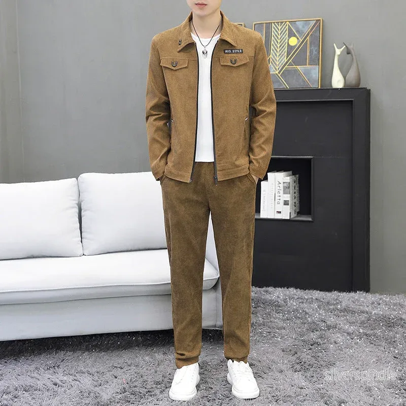 Ethan | Elegant Tvådelad Höstkostym i Manchestermaterial - Bild 3