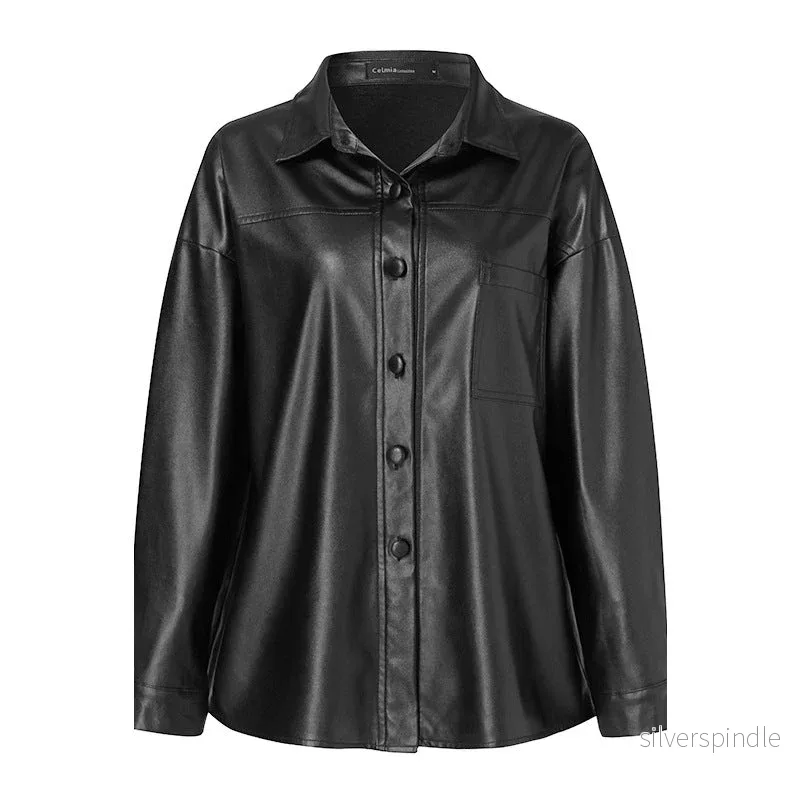 Oliver | Casual Loose Fit Motorcycle Jacket in PU