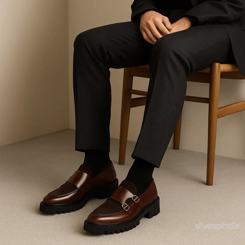 Moderna Loafers Män | Monk Strap Design med Dubbla Spännen | Elegant Stil för Formella Tillfällen - Bild 3