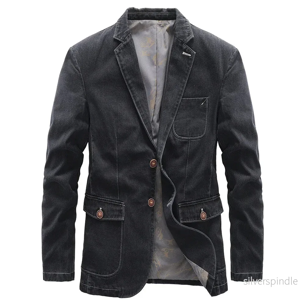 Ethan | Vintage Dubbelknäppt Jeansjacka i Blått Ethan | Vintage Dubbelknäppt Jeansjacka i Blått