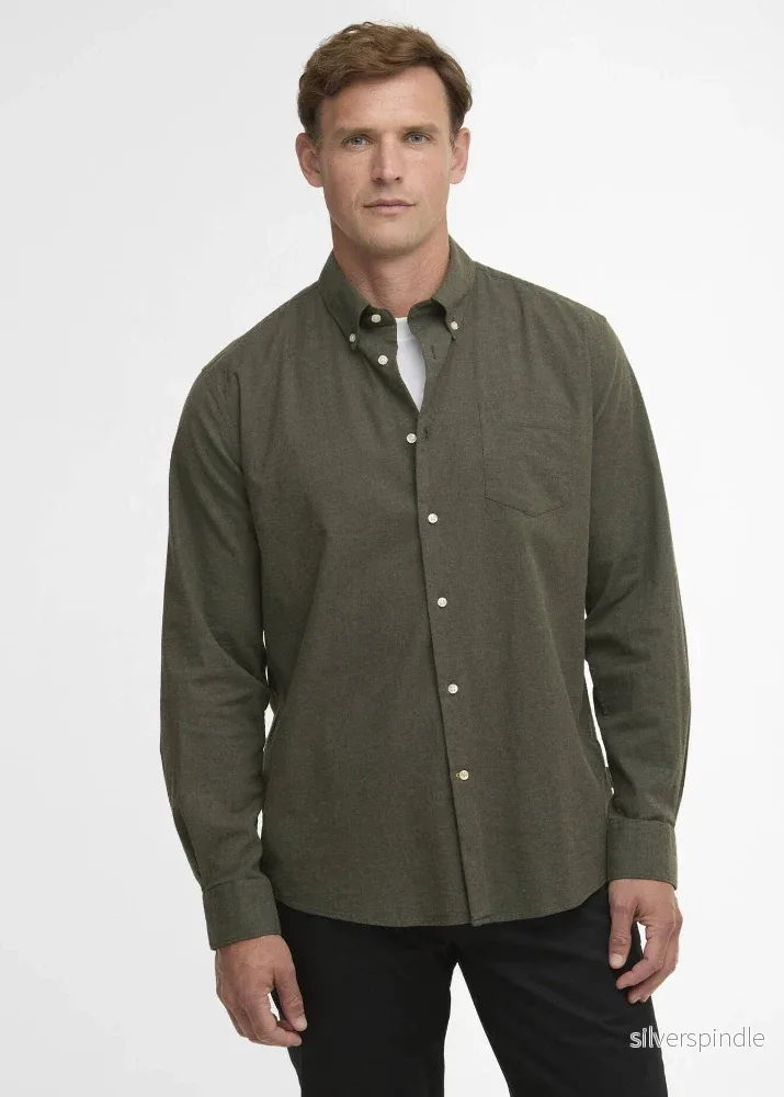 Barbour Aukside Regular Shirt Olive Marl