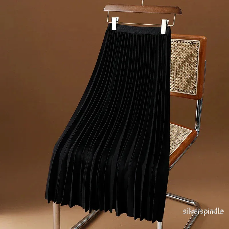 Elegant A-linje Midikjol med Plisserad Design och Elastisk Midja | Mångsidig Stil för Komfort och Klädval Elegant A-linje Midikjol med Plisserad Design och Elastisk Midja | Mångsidig Stil för Komfort och Klädval