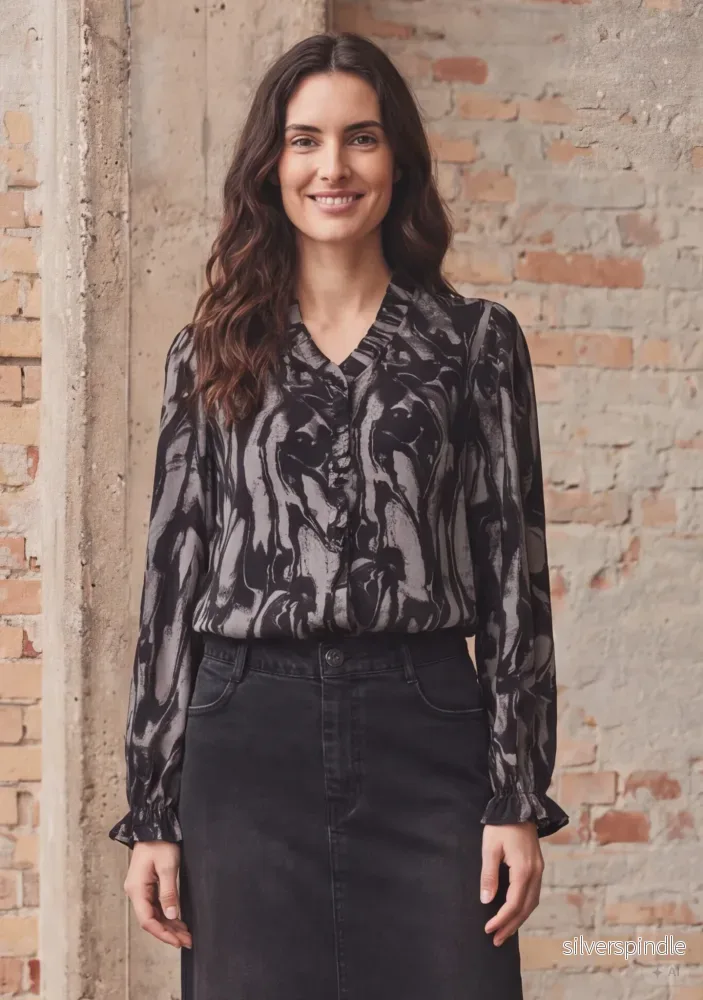 Annica Flounce Blouse – Greyish Annica Flounce Blouse – Greyish