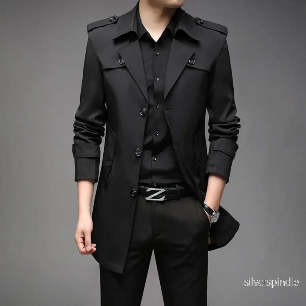 Elegant Trenchcoat Män | Vattentålig Design med Kavajdetalj | Stilren Skydd för Alla Tillfällen - Bild 2