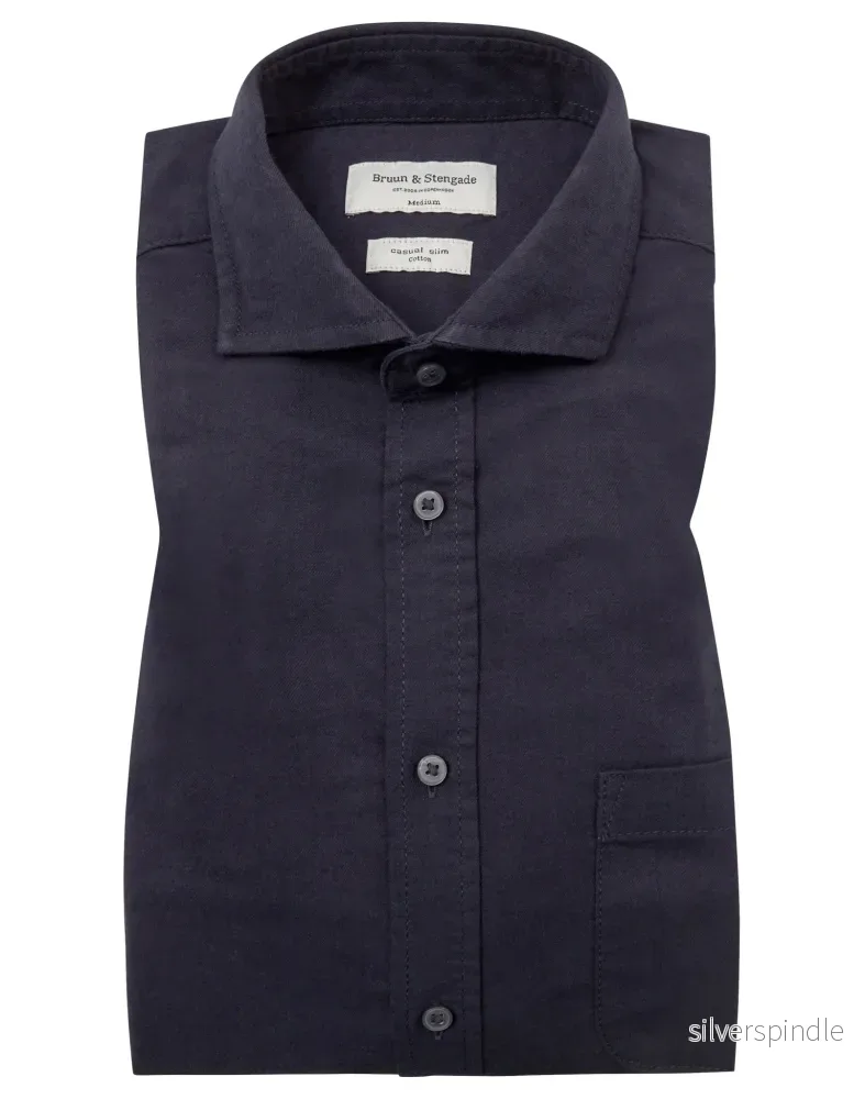 BS Sulayman Casual Slim Fit Skjorta – Marinblå