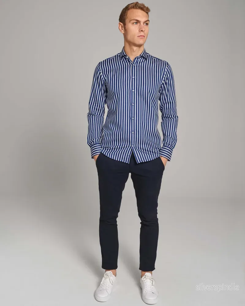 BS Patric Slim Fit Skjorta - Dark Blue/White - Bild 3