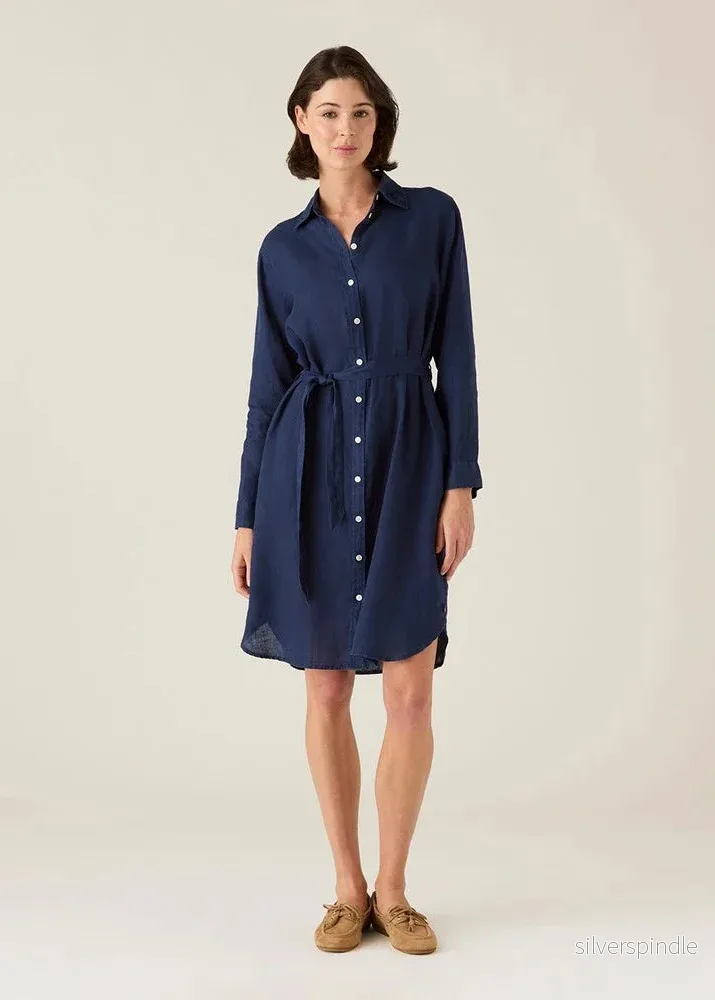 Lexington Linen Shirt Dress Navy Lexington Linen Shirt Dress Navy
