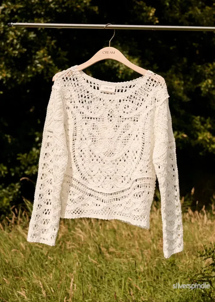 Cream CRElly Knit Pullover Snow White