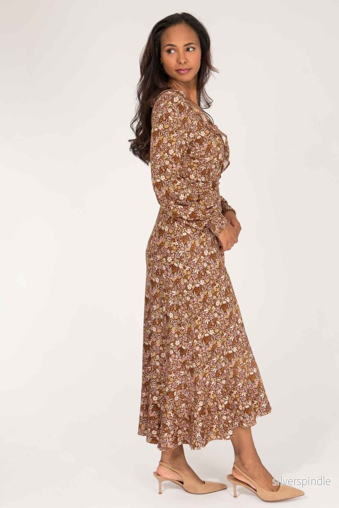 Ruffle wrap midi jersey dress - Nougat - Bild 3
