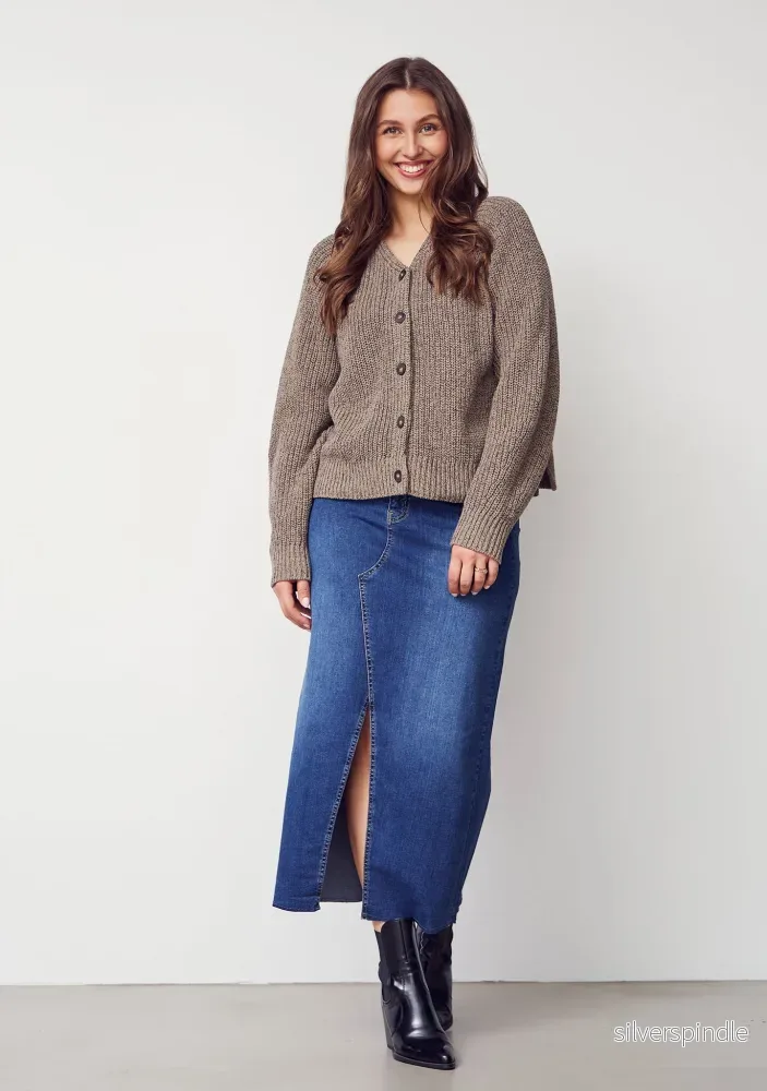 Gunda Knit Cardigan – Black/Potato Melange Gunda Knit Cardigan – Black/Potato Melange
