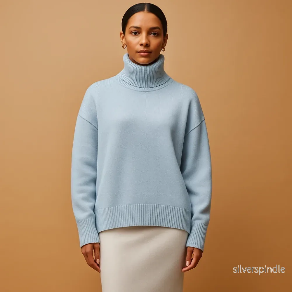 Elegant | Stickad Dam Tröja med Oversized Turtleneck Design | Mjuk och Bekväm för Kalla Dagar - Bild 2