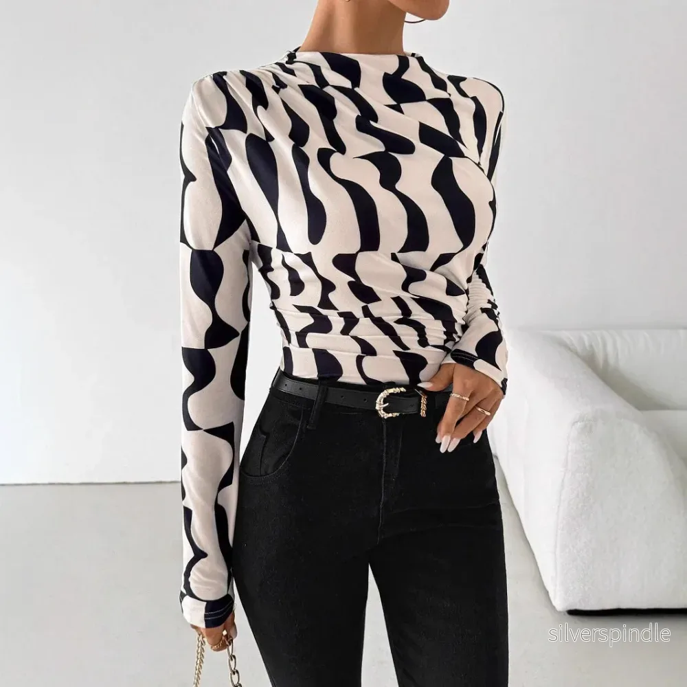 Olivia | Elegant Slim Fit Topp med Stående Krage - Bild 2