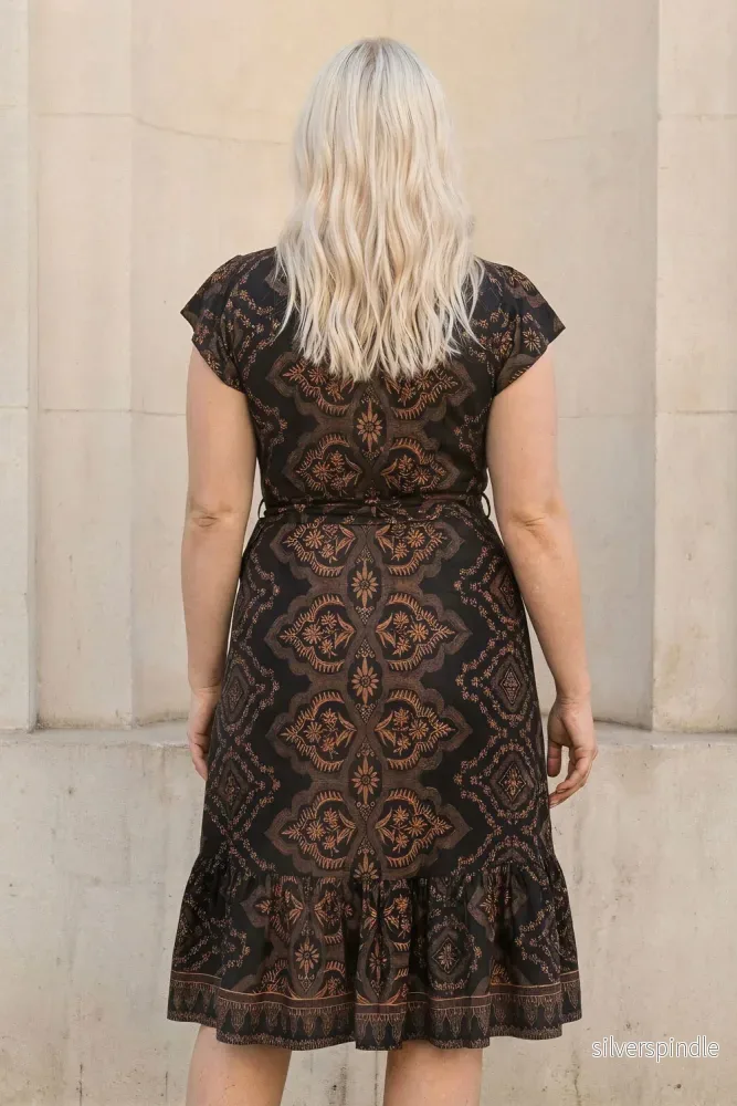 Frill wrap short jersey dress - Brown - Bild 3