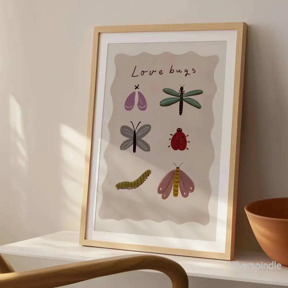 Insektsposter Love Bugs Rosa Insektsposter Love Bugs Rosa