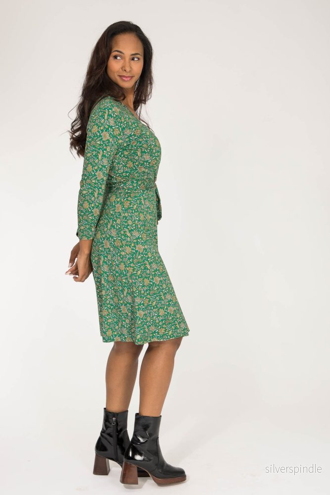Bestie short wrap jersey dress - Green - Bild 2