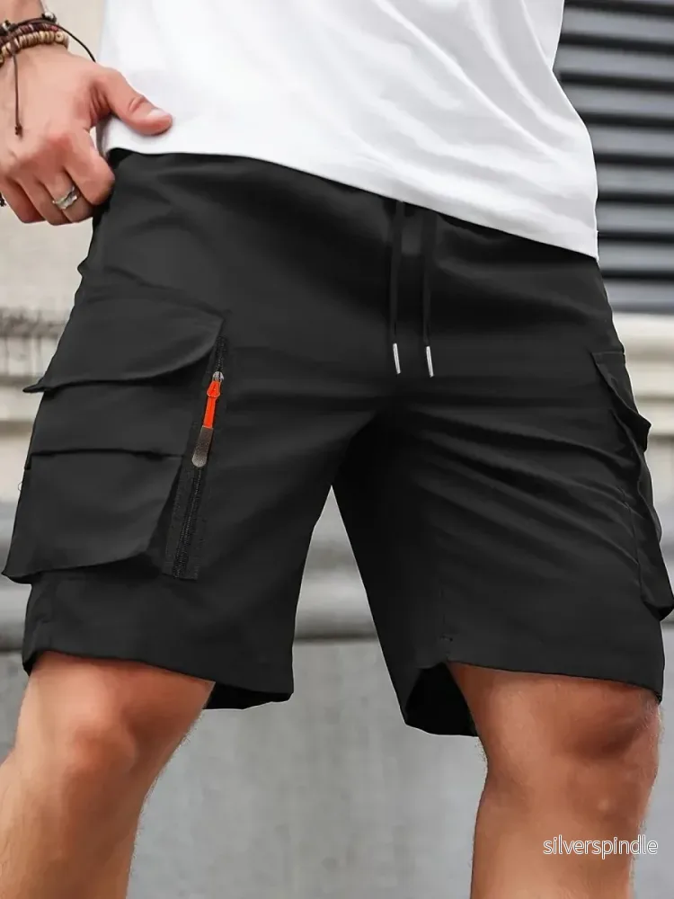 Sommarshorts för Män | Lättvikts Cargoshorts med Andningsbart Material | Säkra Fickor för Utomhusaktiviteter - Bild 2