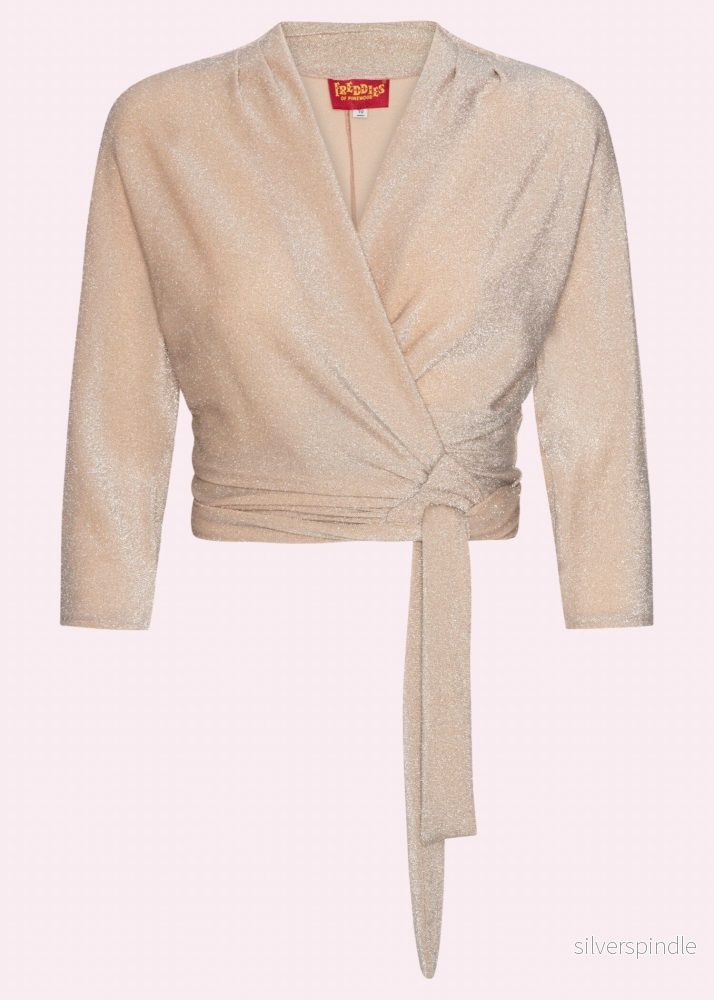 Slåom bluse med glimmer – guld