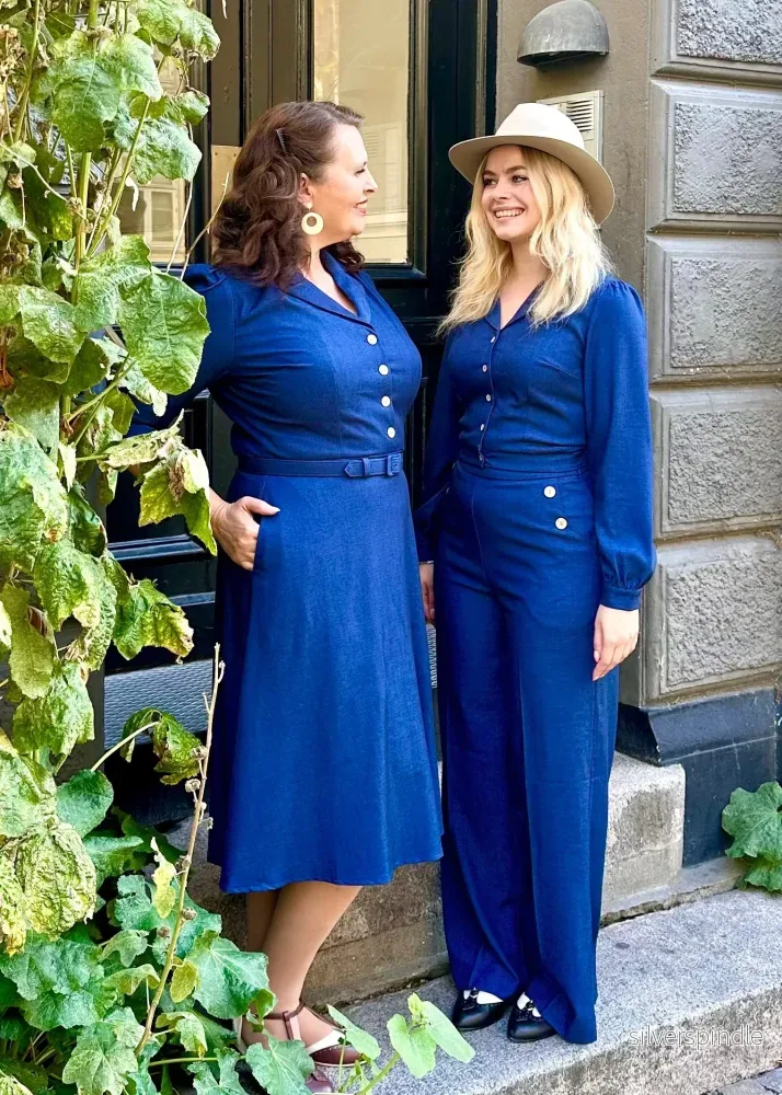 Sally seglarbyxor med hög midja - mörk denimblå - Bild 2